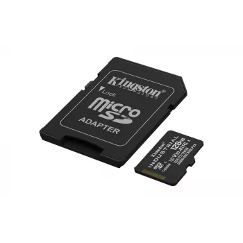 Scheda microSDXC Kingston 128 GB Industrial C10 A1 pSLC UHS-I, 100 MB/s in lettura, 80 MB/s in scrittura, V30/U3, nero + adattatore SD