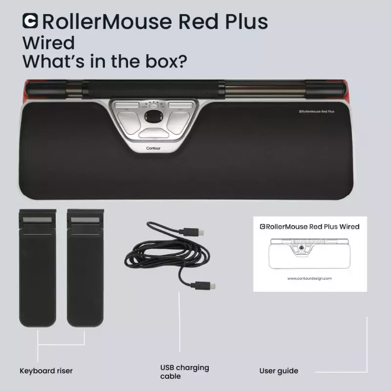 Contour Design RollerMouse Red Plus, thin client, con filo - unità di puntamento centrale - ergonomico - per destrimani e mancini - con filo - USB-C