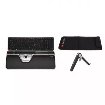 Contour RollerMaus Red Plus WL Travel Kit — wireless RF, formato tastiera full-size, nero, include mouse e poggiapolsi