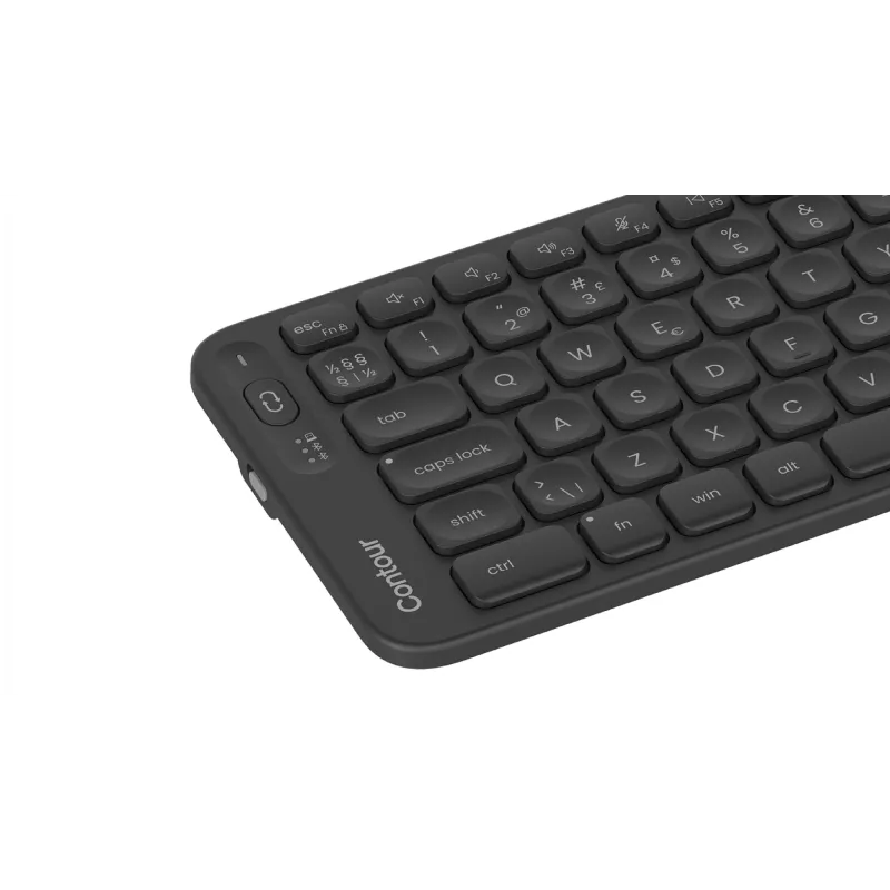 Tastiera Contour Balance Mid-Size wireless — Contour; layout Pan-Nordic, RF wireless + Bluetooth, 106 tasti, interruttori a forbice, nero