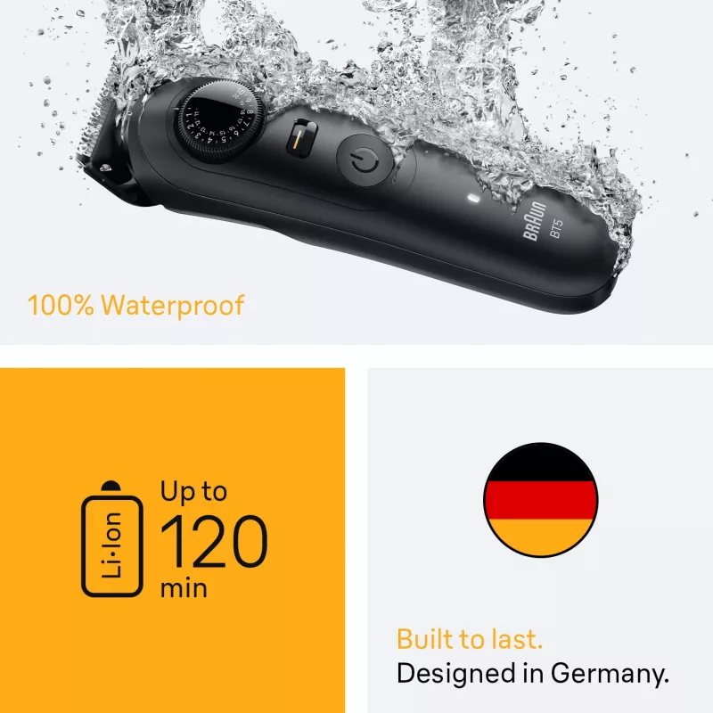 Braun BeardTrimmer 5 BT5500 rifinitore barba batteria 20 2 cm bagnato e asciutto nero