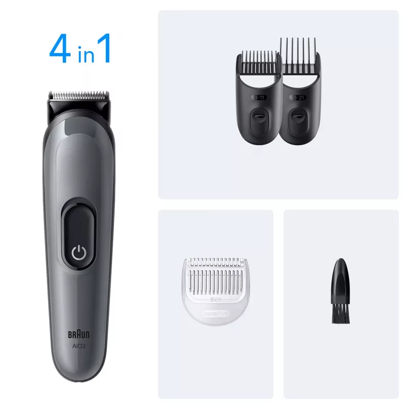 Braun AIO3500 tagliacapelli/rifinitore nero, grigio 14 nickel-metallo idruro (NiMH)