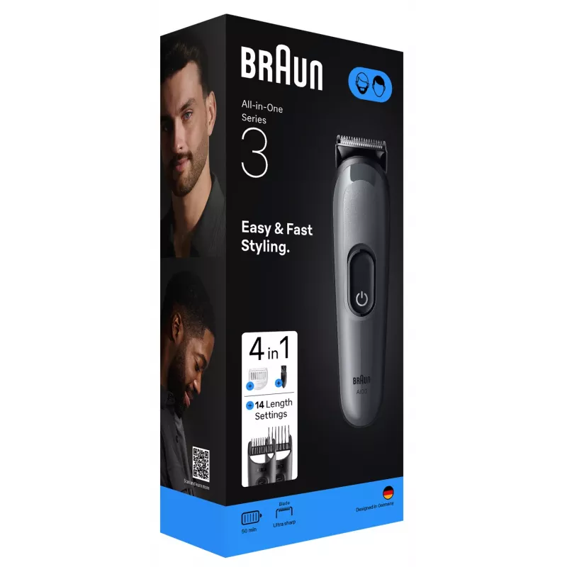 Braun AIO3500 tagliacapelli/rifinitore nero, grigio 14 nickel-metallo idruro (NiMH)