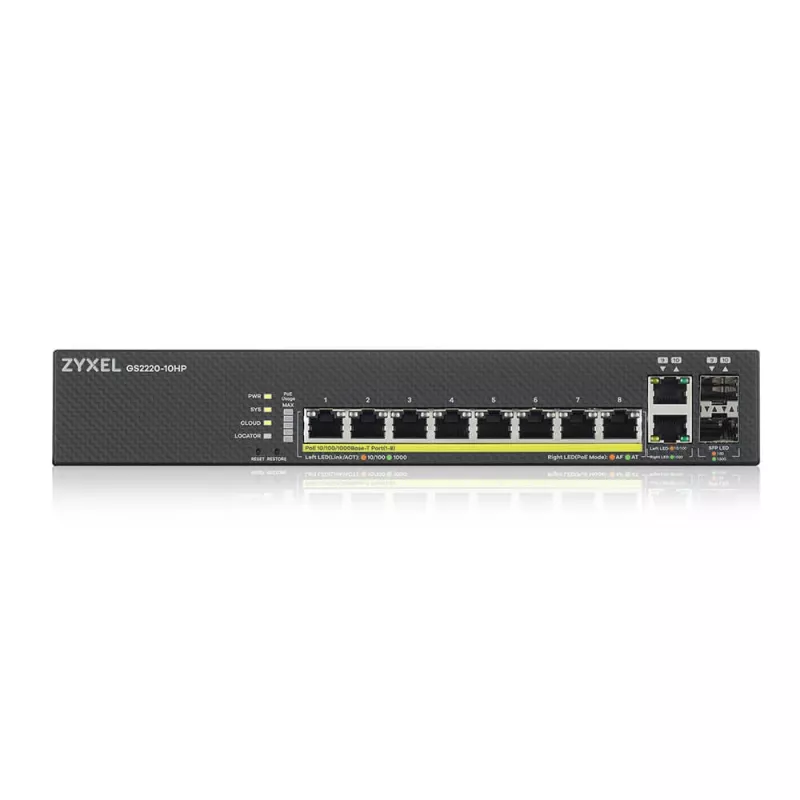 Zyxel GS2220-10HP-EU0101F switch di rete managed L2 Gigabit Ethernet (10/100/1000) Power over Ethernet (PoE) nero