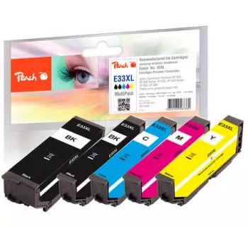 Peach 319803 Multipack di inchiostro compatibile per Epson 33XL (T3357), confezione da 5