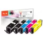 Peach 320123 Cartuccia d'inchiostro 5 pz. nero, ciano, magenta, giallo
