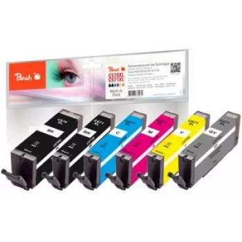 Peach 320525 Cartuccia d'inchiostro 6 pz. compatibile alta resa (XL) nero, ciano
