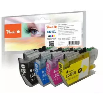 Peach PI500-377 Multipack di inchiostro compatibile per Brother LC-421XL, 4 colori