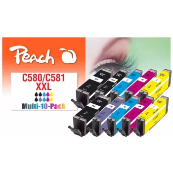 Peach PI100-437 cartuccia d'inchiostro 10 pz. compatibile resa extra (super) alta nero, ciano, magenta, blu fotografico, giallo