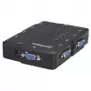 Manhattan Switch KVM compatto 4 porte, 4x USB-A, cavo incluso, supporto audio, controlla 4 computer tramite un PC/mouse/schermo, nero, garanzia a vita, confezionato