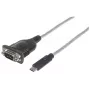 Manhattan Convertitore da USB-C a seriale, connettore maschio su connettore maschio, USB-C a seriale/RS232/COM/DB9, chipset Prolific PL-2303RA-C, cavo 45 cm, argento/nero, sacchetto in polietilene