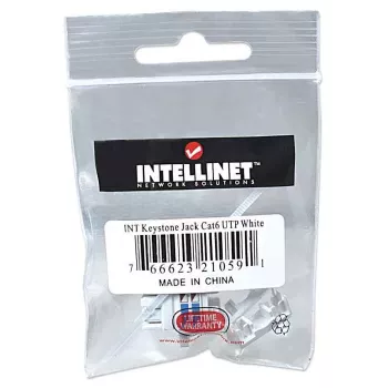 Intellinet Jack Keystone, Cat6, UTP, LSA, bianco, piatto, bianco, RJ-45, connettore femmina, 22/26, Cat6