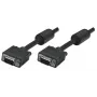 Manhattan Cavo monitor VGA (con nuclei in ferrite), 10 m, nero, connettore maschio su connettore maschio, HD15, cavo con specifica SVGA superiore (completamente compatibile), schermatura con nuclei in ferrite che aiuta a minimizzare le interferenze elettromagnetiche e a migliorare la trasmissione video, garanzia a vita