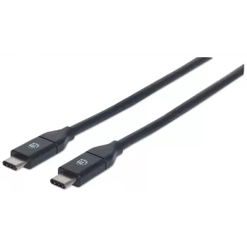 Manhattan Cavo da USB-C a USB-C, 1 m, connettore maschio su connettore maschio, nero, 10 Gbit/s (USB 3.2 Gen 2, noto anche come USB 3.1), 3 A (ricarica rapida), SuperSpeed+ USB, garanzia a vita, equivalente a USB31CC1M