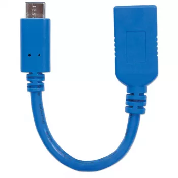 Manhattan cavo USB-C a USB-A, 15 cm, connettore maschio a connettore femmina, 5 Gbit/s (USB 3.2 Gen1, noto anche come USB 3.0), 3A (ricarica rapida), SuperSpeed USB, blu, garanzia a vita, corrisponde a USB31CAADP (tranne il colore)