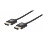 Manhattan Cavo HDMI con Ethernet (Ultra Thin), 4K@60Hz (Premium High Speed), 1 m, connettore maschio su connettore maschio, nero, Ultra HD 4K x 2K, completamente schermato, contatti placcati in oro, garanzia a vita