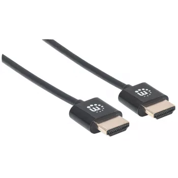 Manhattan Cavo HDMI con Ethernet (ultra piatto), 4K@60Hz (Premium High Speed), 3 m, connettore maschio su connettore maschio, nero, Ultra HD 4K x 2K, completamente schermato, contatti placcati in oro, garanzia a vita