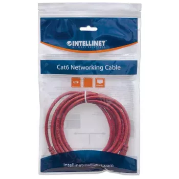 Intellinet cavo patch di rete, Cat6, 0,5 m, rosso, CCA, U/UTP, PVC, RJ45, contatti placcati in oro, senza linguetta, protezione anti-piega stampata, garanzia a vita