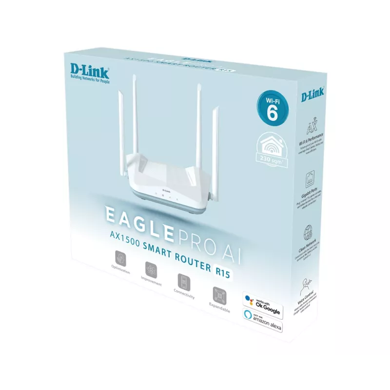 D-Link EAGLE PRO AI AX1500 smart router Wi-Fi Gigabit Ethernet dual band (2,4 GHz / 5 GHz) bianco
