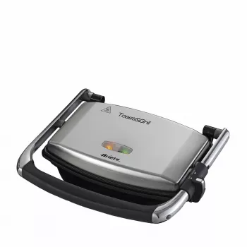 Ariete 1911 Toast & Grill sottile - piastra elettrica antiaderente per toast e sandwich - piastra rigata - 1000 Watt - argento