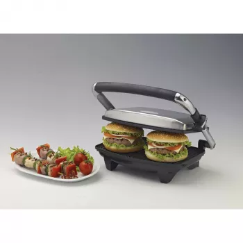 Ariete 1911 Toast & Grill sottile - piastra elettrica antiaderente per toast e sandwich - piastra rigata - 1000 Watt - argento
