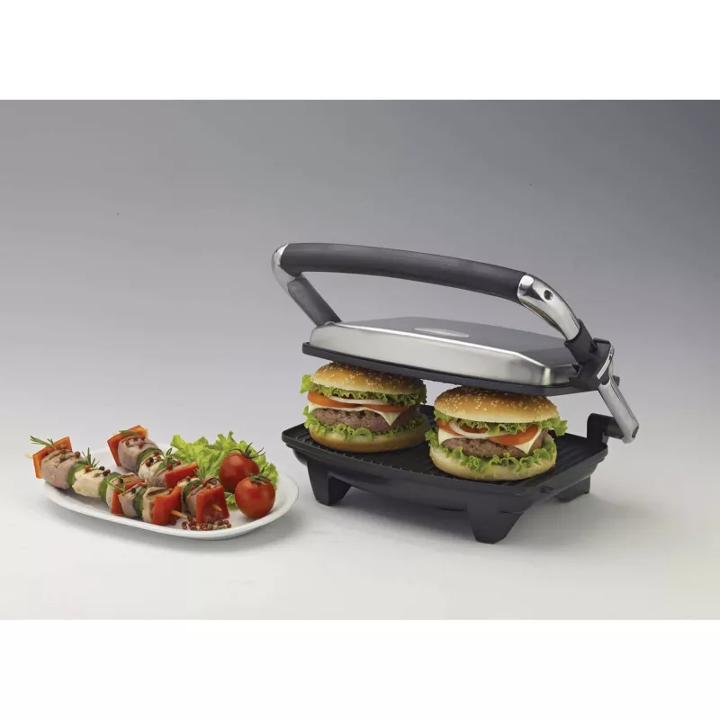 Ariete 1911 Toast & Grill sottile - piastra elettrica antiaderente per toast e sandwich - piastra rigata - 1000 Watt - argento
