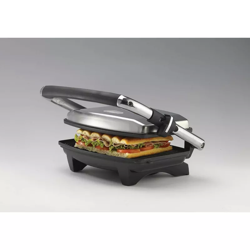 Ariete 1911 Toast & Grill sottile - piastra elettrica antiaderente per toast e sandwich - piastra rigata - 1000 Watt - argento