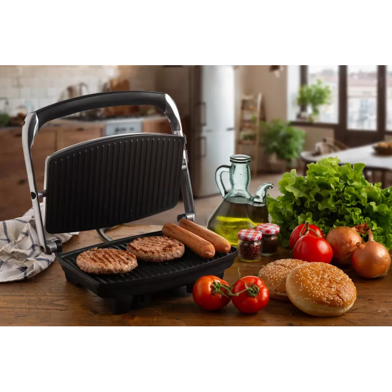 Ariete 1911 Toast & Grill sottile - piastra elettrica antiaderente per toast e sandwich - piastra rigata - 1000 Watt - argento