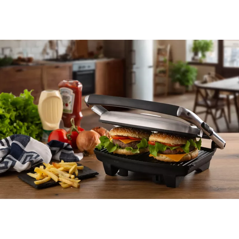 Ariete 1911 Toast & Grill sottile - piastra elettrica antiaderente per toast e sandwich - piastra rigata - 1000 Watt - argento