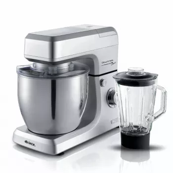 Ariete 1598 Gourmet Professional 7L Metal - Planetaria con mixer - ciotola in acciaio inox - 7 L - caraffa in vetro - 1200 Watt - 6 velocità