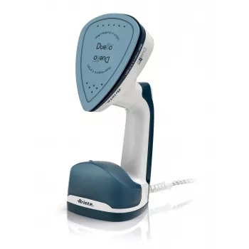 Ariete 6246 Duetto Ferro da stiro per abiti - Stiratore verticale e ferro da stiro con piastra in ceramica antiaderente - 1000 Watt - bianco e blu