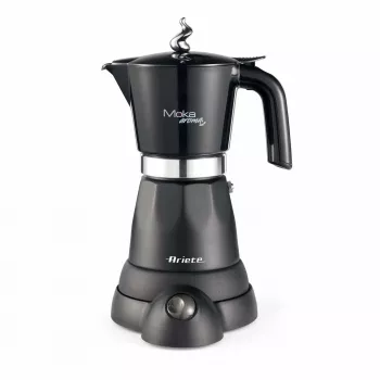 Ariete 1368 Moka Aroma, Caffettiera elettrica, 4/6 tazze, 480 W, spegnimento automatico, mantiene la temperatura a 30 gradi, nero