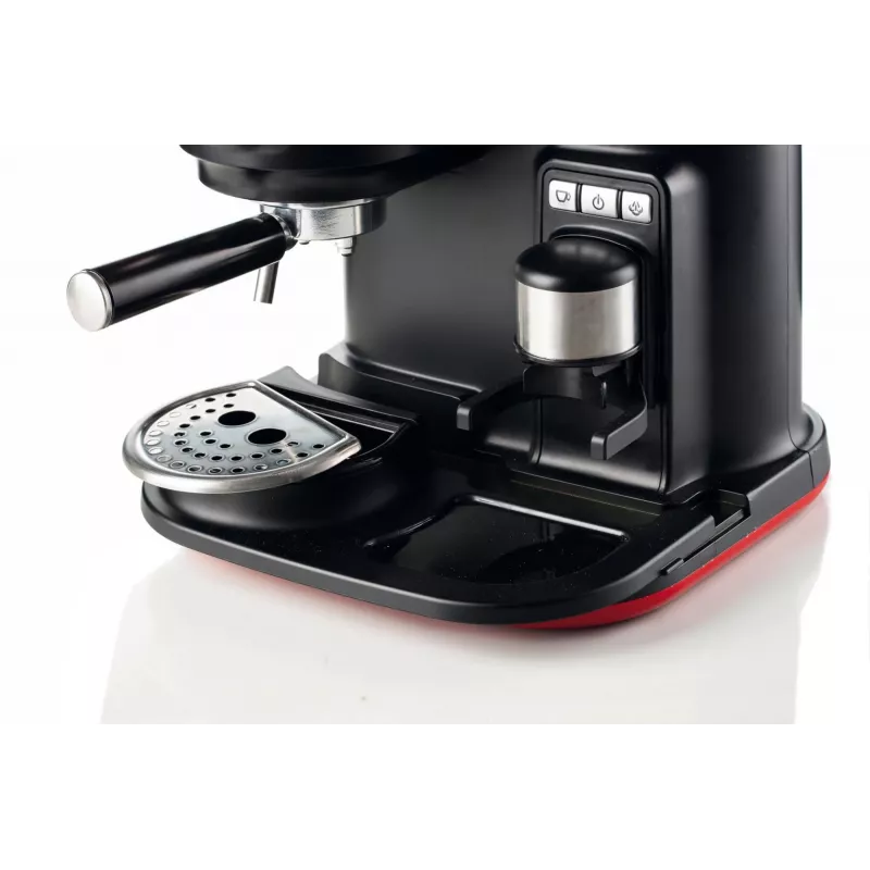 Ariete 1318 Moderna Macchina per caffè espresso con macinacaffè integrato, per chicchi di caffè e caffè macinato, monta latte Cappuccinatore, filtro per 1 e 2 tazze, 1080 W, 800 ml, rosso