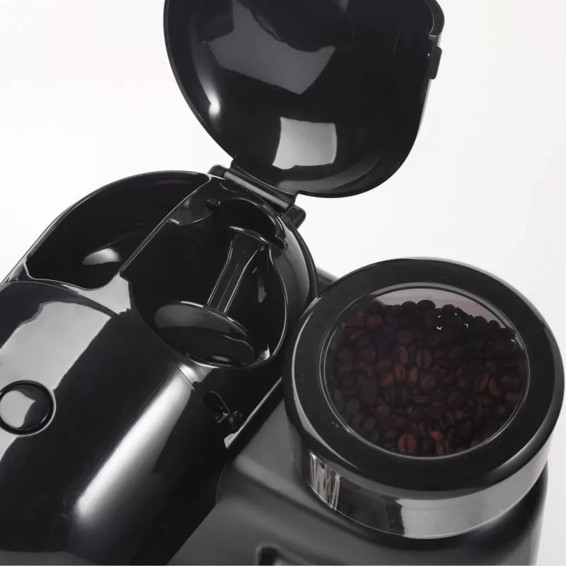Ariete 1318 Moderna Macchina per caffè espresso con macinacaffè integrato, per chicchi di caffè e caffè macinato, monta latte per cappuccino, filtro per 1 e 2 tazze, 1080 W, 800 ml, nero