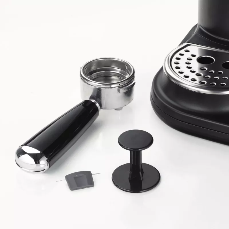 Ariete 1318 Moderna Macchina per caffè espresso con macinacaffè integrato, per chicchi di caffè e caffè macinato, monta latte per cappuccino, filtro per 1 e 2 tazze, 1080 W, 800 ml, nero