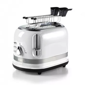 Ariete 149 Tostapane moderno bianco con pinza per 2 fette di pane, sandwich o toast – 6 livelli di doratura – funzione scongelamento – linea Modern – bianco