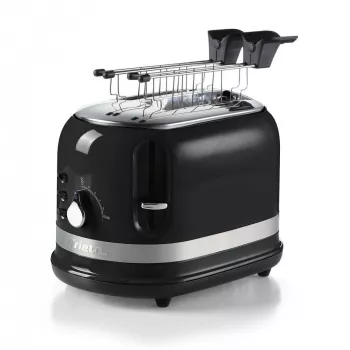Ariete 149 Tostapane moderno bianco con pinza per 2 fette di pane, sandwich o toast - 6 livelli di doratura - scongelamento - linea Modern - nero