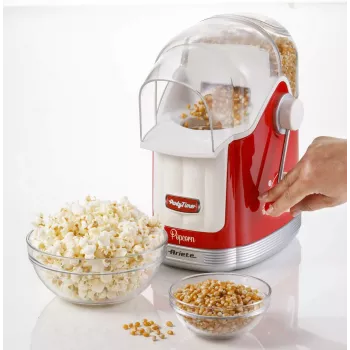 Ariete 2958 Pop Corn Maker Party Time, Macchina per popcorn con leva, 1100 Watt, capacità 600 g, preparazione senza grassi ad aria calda, rosso