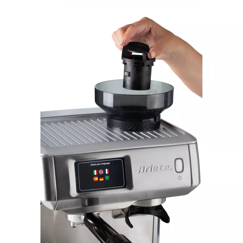 Ariete Macchina per caffè espresso 1312, Macchina per caffè espresso, 2 L, chicchi di caffè, macinacaffè integrato, 1600 W, argento