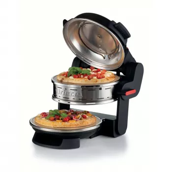 Ariete 927 Pizzeria , Forno doppio per pizza, 2 pizze in 4 minuti, 2300 W, 2 pietre refrattarie, 2 termostati, diametro 32 cm, 5 livelli di cottura, 2 pale in acciaio inox, rosso