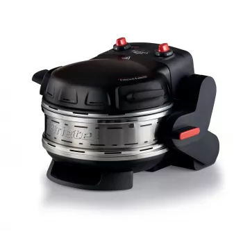Ariete 927 Pizzeria , Forno doppio per pizza, 2 pizze in 4 minuti, 2300 W, 2 pietre refrattarie, 2 termostati, diametro 32 cm, 5 livelli di cottura, 2 pale in acciaio inox, rosso