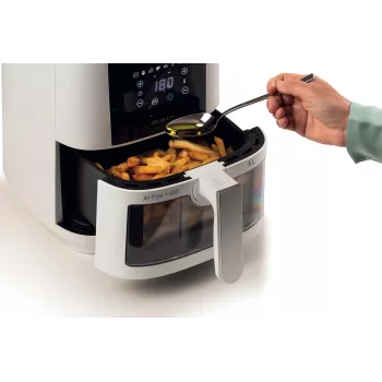 Ariete 4626 Airy Fryer 6L, friggitrice ad aria, 1300 W, capacità 6 l, capacità vano cottura 2,5 kg, 8 programmi preimpostati, temperatura fino a 200 °C, cestello trasparente per il controllo della cottura, nero