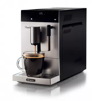 Ariete 1452 Diadema, macchina per caffè automatica, 1350 W, pressione 19 bar, per caffè, americano e acqua calda, beccuccio cappuccino, display LED, erogatore regolabile, argento