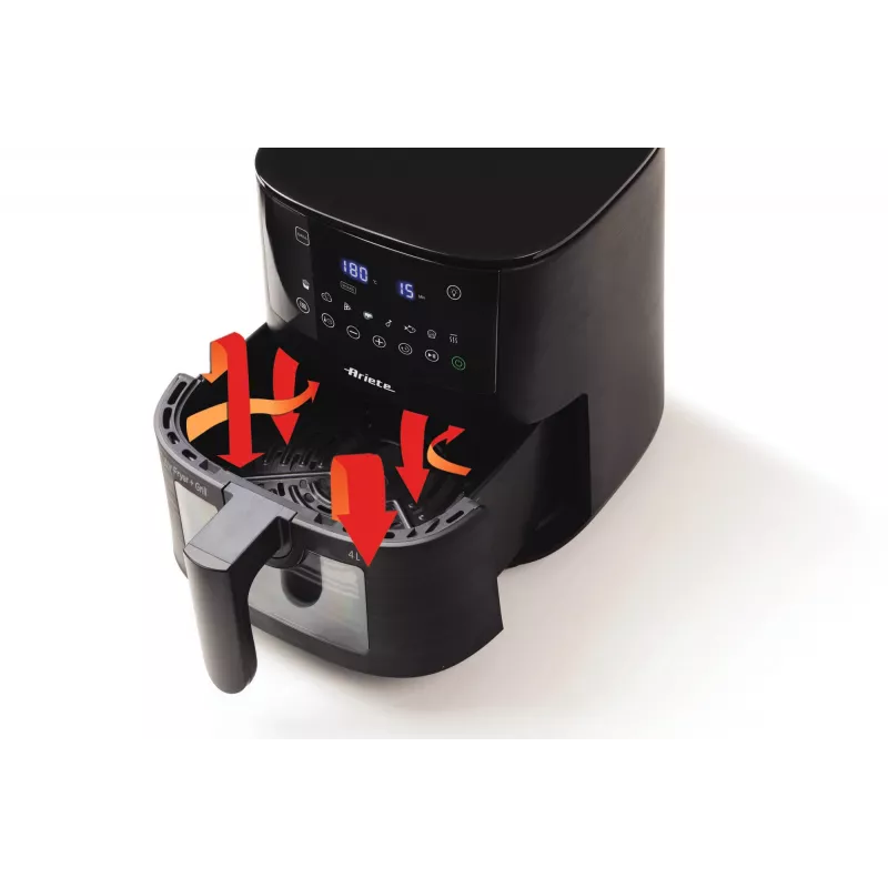 Ariete 4633, friggitrice ad aria 4L, 1400W, capacità 4L, 9 programmi, funzione shake e grill, temperatura fino a 200°C, nero