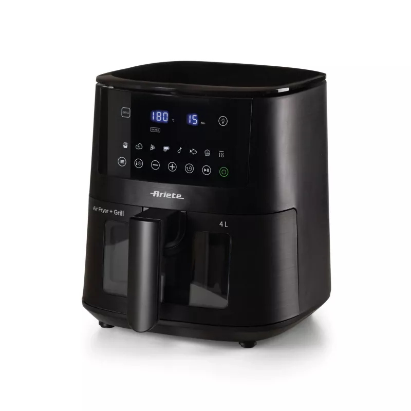 Ariete 4633, friggitrice ad aria 4L, 1400W, capacità 4L, 9 programmi, funzione shake e grill, temperatura fino a 200°C, nero