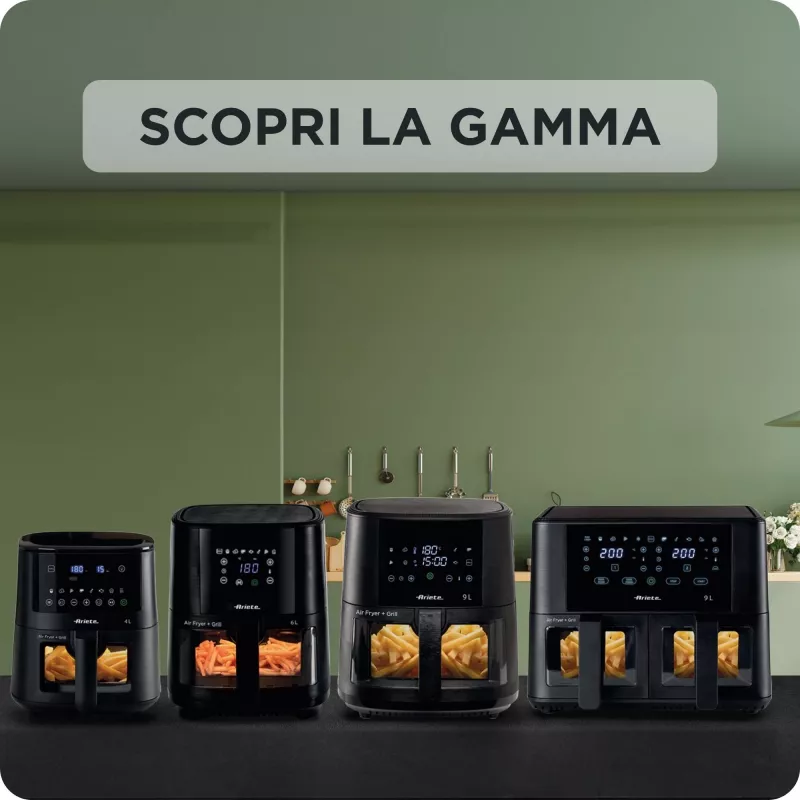 Ariete 4633, friggitrice ad aria 4L, 1400W, capacità 4L, 9 programmi, funzione shake e grill, temperatura fino a 200°C, nero