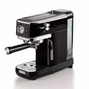 Ariete 1381 macchina per caffè con manometro, adatta per caffè macinato e cialde ESE, 1300 W, serbatoio acqua 1,1 l, pressione 15 bar, filtro per ½ tazza, beccuccio cappuccino, nero