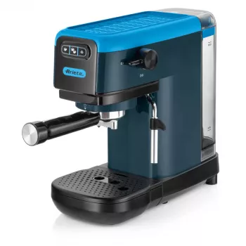 Ariete 1399 macchina per caffè espresso, per caffè macinato e cialde ESE, 1300 W, capacità 1,1 l, pressione 15 bar, filtro per 1, 2 tazze e cialde ESE, cappuccino, blu