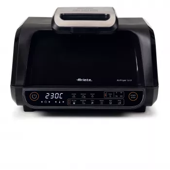 Ariete 4635 Air Fryer Grill, friggitrice ad aria e grill, grill per bistecche, 1700 W, capacità 8 l, frittura e grigliatura, 8 funzioni di cottura, timer, nero