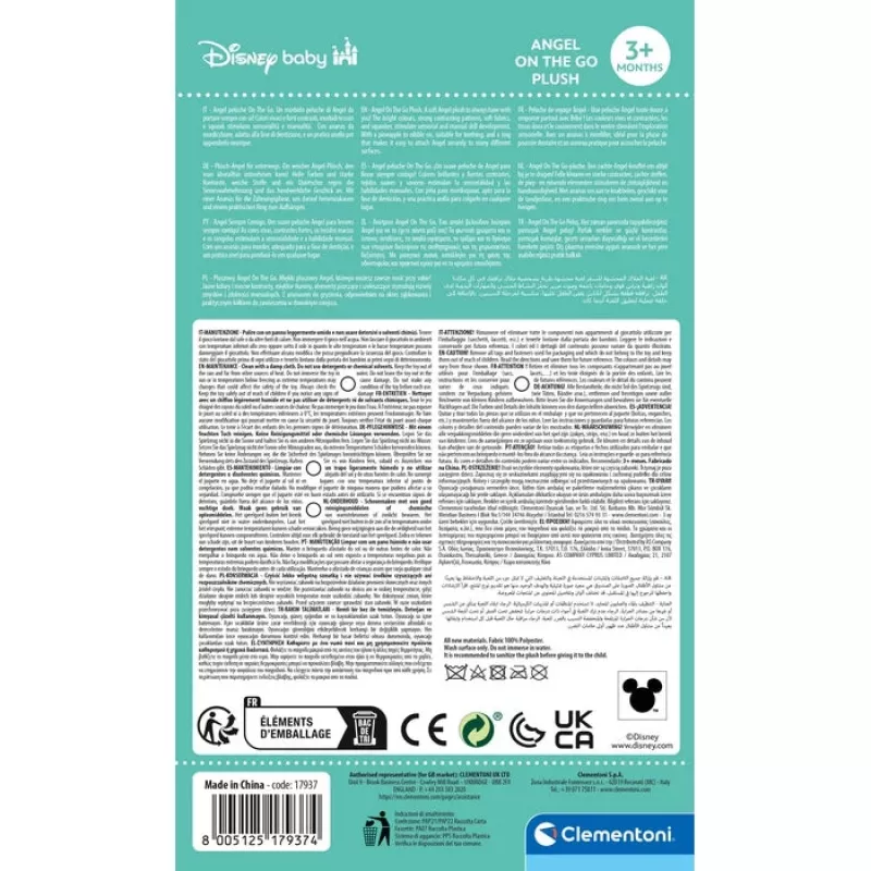 Clementoni Disney Baby Angel Soft Rassel giocattolo da appendere per neonati